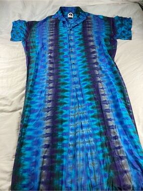 Idea Blue Tie Dye Button Up Tunic